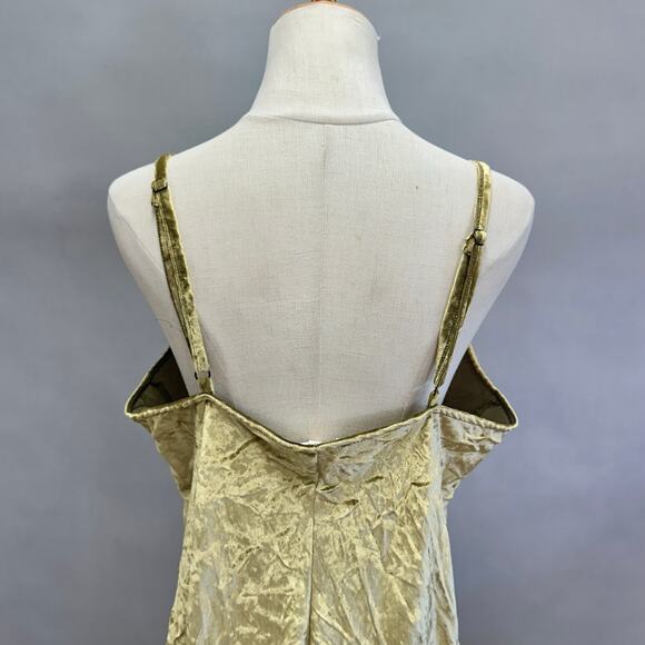 Lou & Grey crushed velvet slip maxi dress chartreuse size Large - Picture 12 of 16
